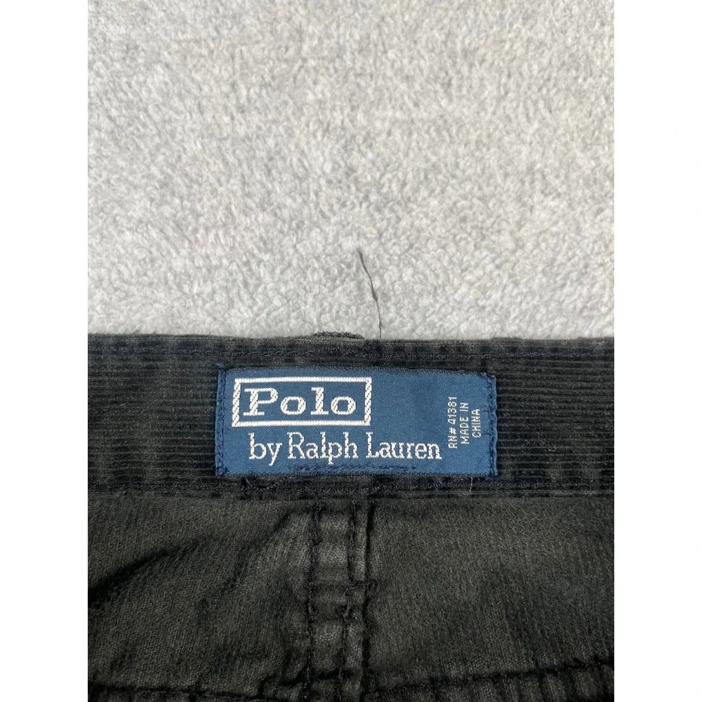 VTG Polo Ralph Lauren Mens Black Corduroy Straight Leg Pants 33x32 Dungarees